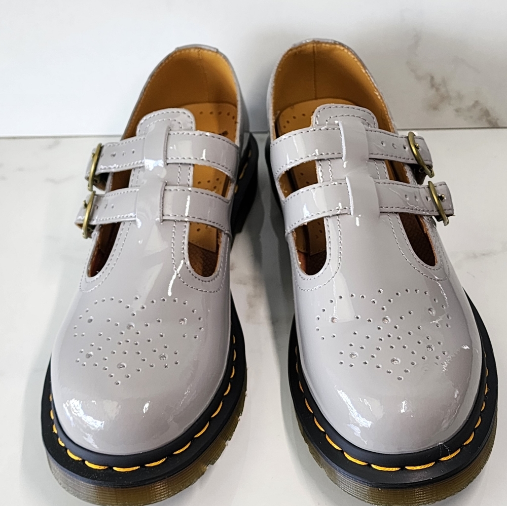 NIB Dr. Martens Gray Patent Leather Flats - Picture 5 of 10